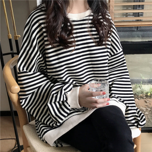 Camisa Oversized a Rayas de Manga Larga Suelta - Image 6