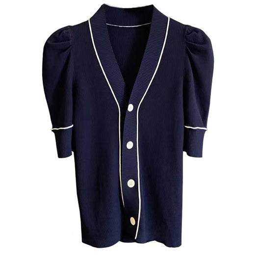 Cardigan Slim Stretch de Manga Corta - Blanco Impecable - Image 6
