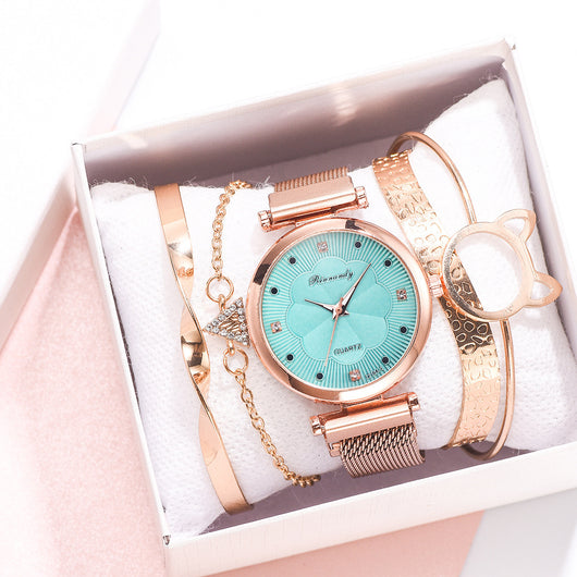 Set de Reloj para Dama con Correa de Malla de Aleación y Brazalete - Image 21