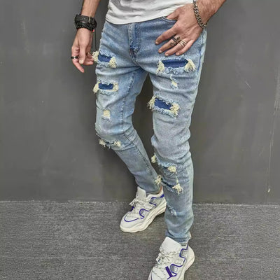 Pantalones Vaqueros Skinny Ajustados para Hombre con Efecto Desgastado - Image 3