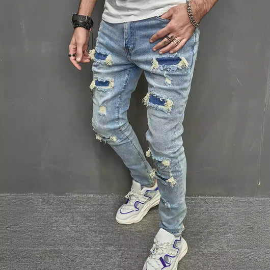 Pantalones Vaqueros Skinny Ajustados para Hombre con Efecto Desgastado - Image 3