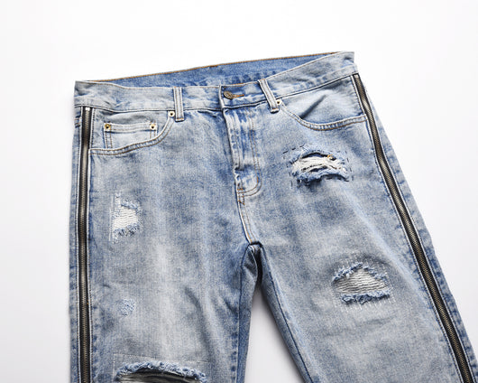 Jeans con Cierre Lateral y Rotos para Hombre y Mujer - Image 7