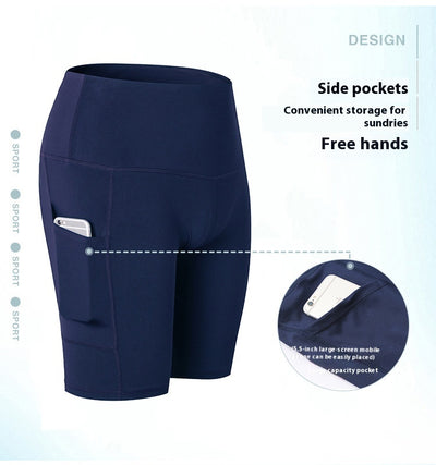 Shorts Deportivos Cintura Alta con Bolsillos Diagonales - Mallas de Entrenamiento Secado Rápido - Image 17