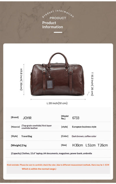 Bolsa de Viaje Ejecutiva de Cuero Estilo Retro - Gran Capacidad - Image 18