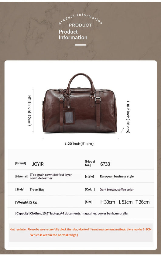 Bolsa de Viaje Ejecutiva de Cuero Estilo Retro - Gran Capacidad - Image 18