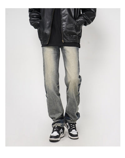 Jeans Rectos Sueltos Teñidos Amarillo Lavado Estilo Urbano - Image 10