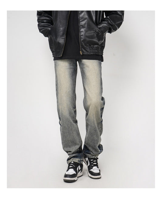 Jeans Rectos Sueltos Teñidos Amarillo Lavado Estilo Urbano - Image 10