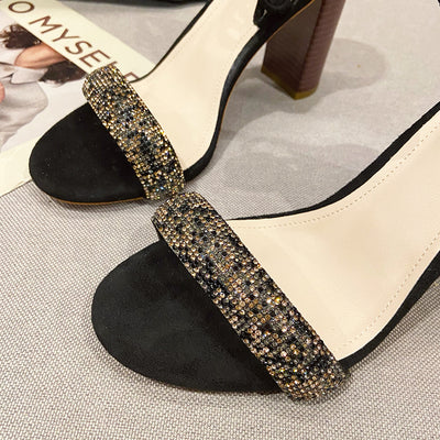 Sandalias de Tacón Grueso con Strass y Cordones para Fiesta - Image 5