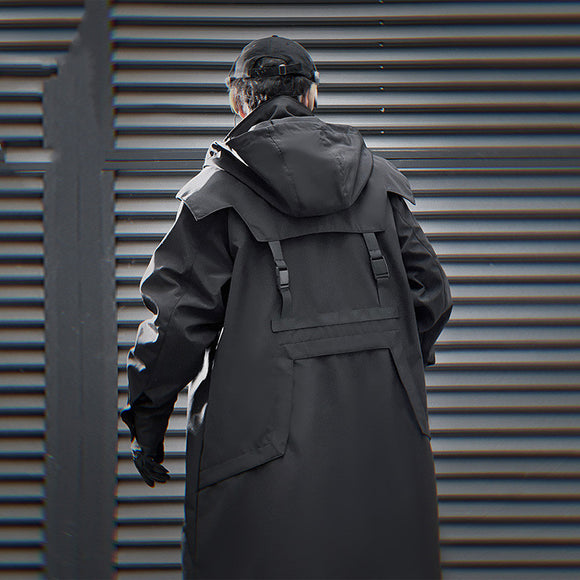 Abrigo Trench Mecánico con Doble Cierre y Capucha para Hombre