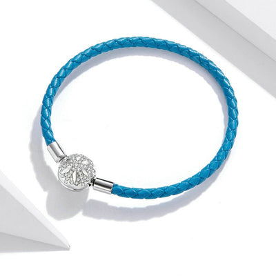 Pulsera de Plata 925 con Cuerda de Cuero Azul Trenzada - Image 4