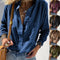 Camisa Suelta Retro de Algodón y Lino con Botones y Manga Larga