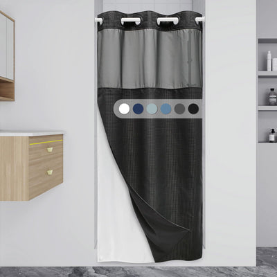 Cortina de Baño Doble Capa con Hebilla Grande - Diseño Liso y Moderno - Image 47