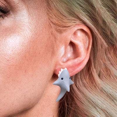 Aretes Tiburones 3D para Mujeres - Joyería Marina Kawaii - Image 3