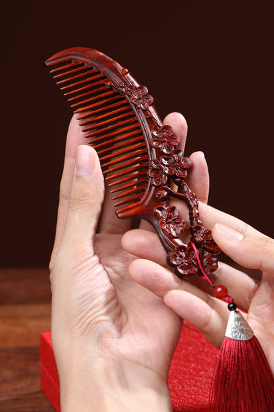 Juego de Peine y Horquilla de Madera de Palisandro - Flor de Cerezo - Image 8