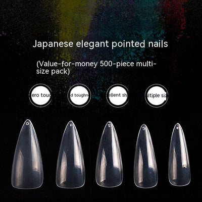 Uñas Postizas Transparentes Puntiagudas Europeas - Adhesivos Ultrafinos Apricot - Image 4