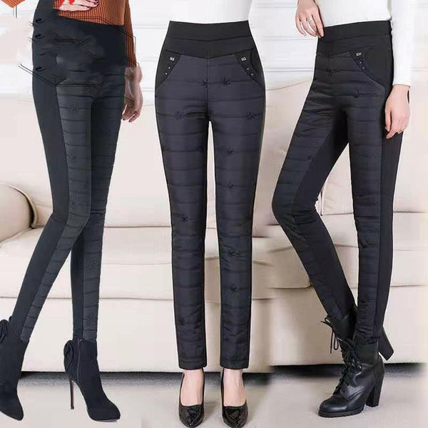 Pantalones de Algodón Acolchado Cintura Alta para Mujer