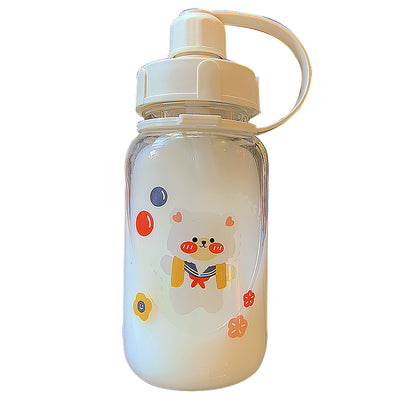 Vaso Térmico de Cristal Transparente Estilo Coreano con Diseño Cute para Estudiantes