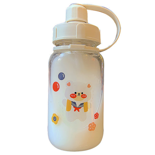 Vaso Térmico de Cristal Transparente Estilo Coreano con Diseño Cute para Estudiantes
