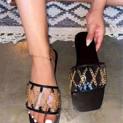 Pantuflas Casuales con Cadena de Moda