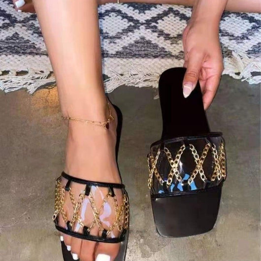 Pantuflas Casuales con Cadena de Moda