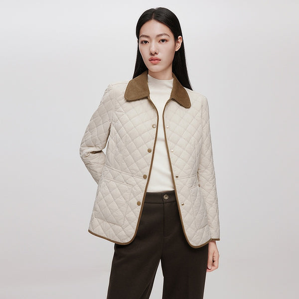 Chaqueta Acolchada de Algodón Ligero Clásica con Diseño Diamante