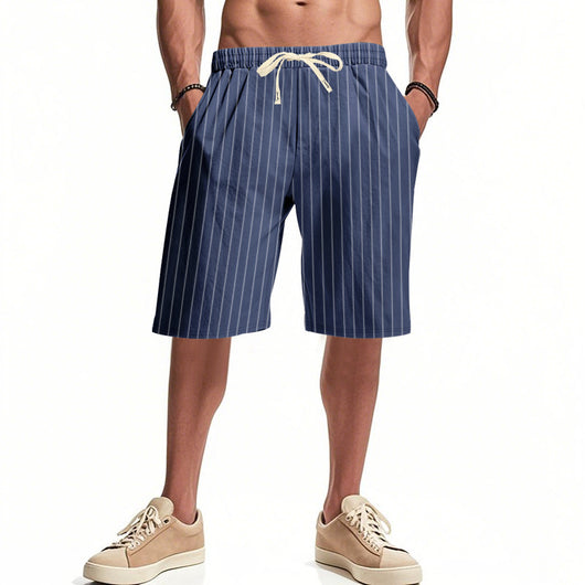 Shorts de Lino Holgados Transpirables Estilo Americano para Playa - Image 37