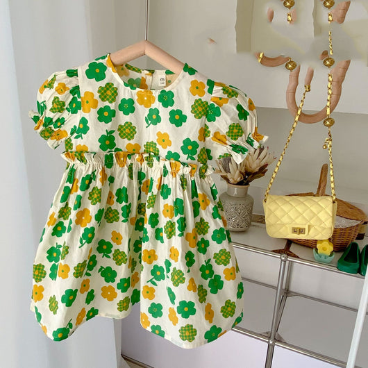 Vestido Infantil Floral de Manga Corta Estilo Princesa - Image 9