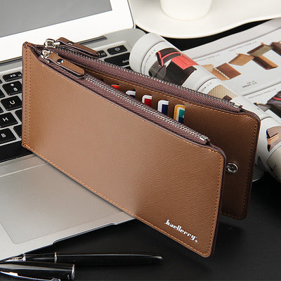 Billetera Larga para Hombre con Múltiples Compartimentos y Patrón Cruzado - Image 6