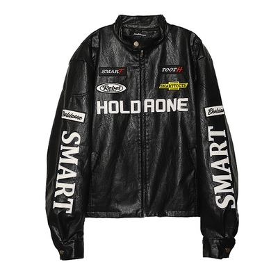 Chaqueta de Motociclismo Holgada con Letras para Mujer - Image 3