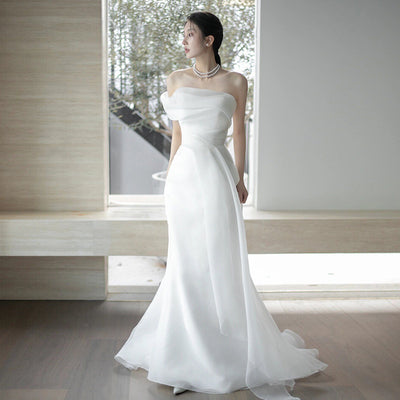 Vestido de Novia Elegante Hombros Descubiertos Estilo Francés - Image 6