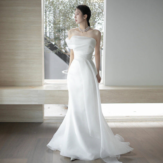 Vestido de Novia Elegante Hombros Descubiertos Estilo Francés - Image 6