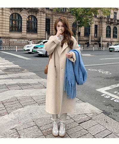 Abrigo de Lana Hepburn Coreano Suelto Midi para Otoño e Invierno - Image 21
