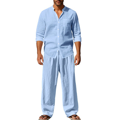 Conjunto de Camisa Suelta Manga Larga y Pantalón para Hombre - Image 10