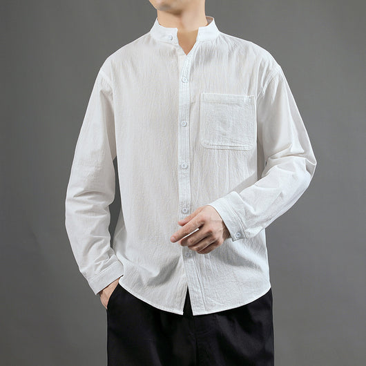 Camisa Juvenil de Algodón y Lino - Diseño Minimalista y Versátil - Image 4