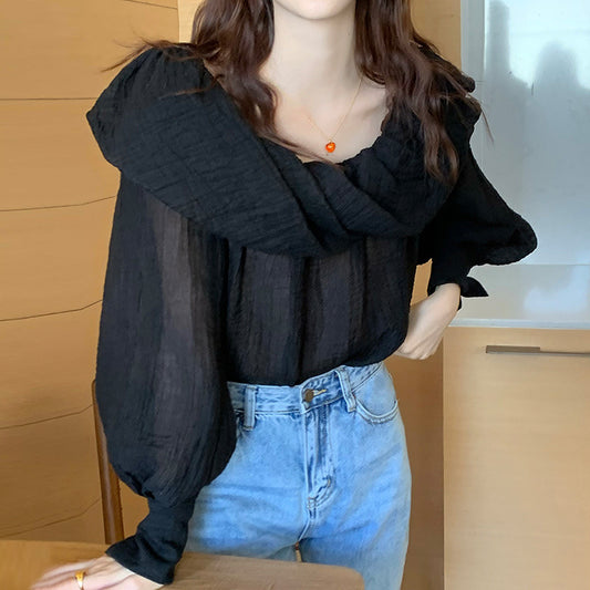 Blusa Elegante Primavera con Cuello Barco y Hombros Descubiertos - Image 2