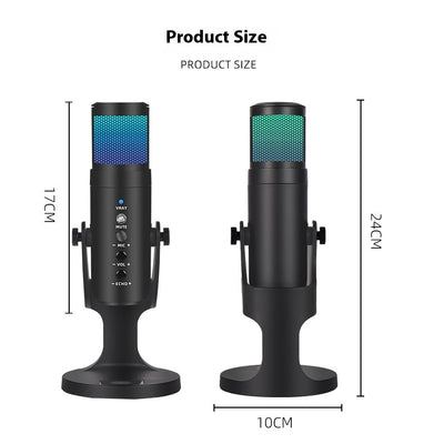 Micrófono Condensador USB con Luz Ambiental RGB Respirable - Image 5