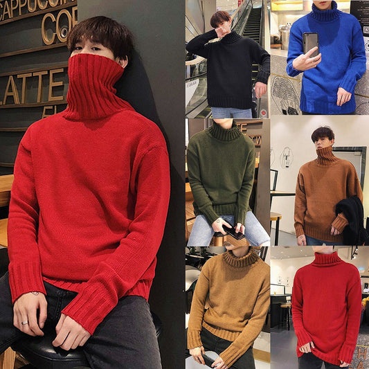 Suéter Cuello Alto Ajustado para Hombre y Adolescente - Tejido Cálido Invierno