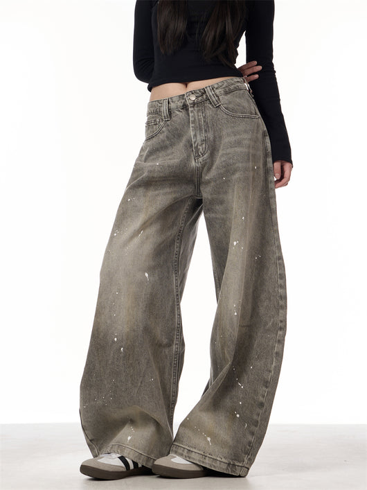Pantalones Vaqueros Retro Splash Ink Machete para Pareja - Image 11