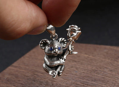 Collar de Plata Esterlina con Diseño de Koala y Flor de Rosa para Hombre y Mujer - Image 7