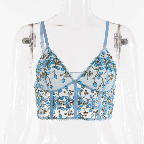 Top Sensual de Encaje Transparente con Malla Delicada para uso en Ecuador