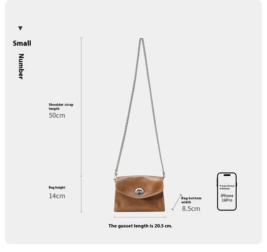 Bolso Mensajero de Cuero con Cadena para Mujer - Image 14