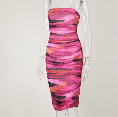Vestido Tubo Estampado Ceñido a la Cadera con Efecto Pliegues - Image 8