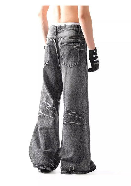Jeans Micro Acampanados Desgastados con Efecto Rayo - Image 14