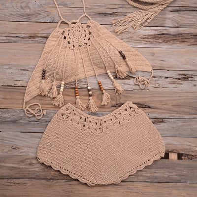 Bóxer de Playa con Borlas y Cuentas Colgantes - Traje de Baño Dividido - Image 5