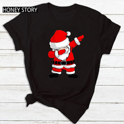 Playera Navideña Roja para Parejas - Diseño Reno y Santa - Image 19