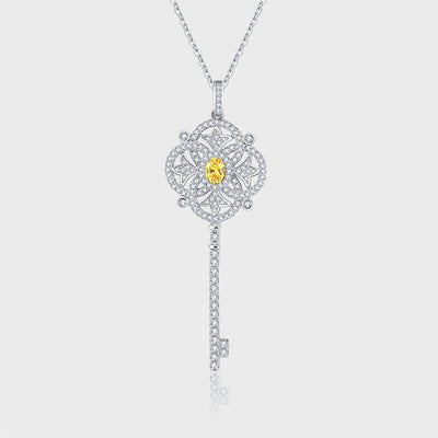 Dije Llave Diamante Amarillo Lujo con Cadena de Carbono Alto - Image 7