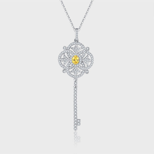 Dije Llave Diamante Amarillo Lujo con Cadena de Carbono Alto - Image 7