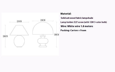 Lámpara de Mesa Mesita de Noche en Lino y Madera Maciza - Image 7