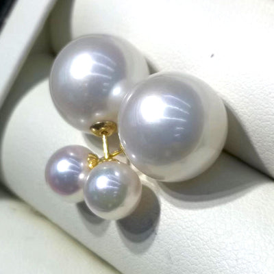 Aretes de Perlas de Agua Dulce Naturales Redondas para Mujer - Image 2