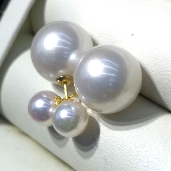 Aretes de Perlas de Agua Dulce Naturales Redondas para Mujer